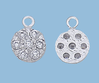 Sterling Silver Charm Round w/ CZ 6.5mm alt=