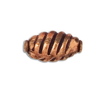 Copper Oxidized Bali Style Bead 8x17mm alt=