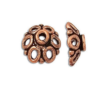 Copper Oxidized Bali Style Cap 9mm alt=