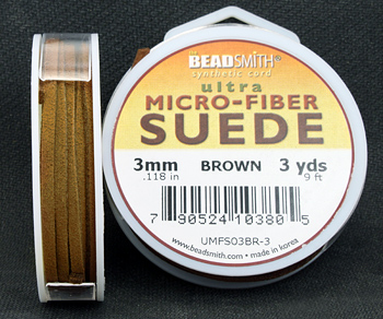 Ultra Micro-Fiber Suede BROWN 3mm 3 yds. Spool alt=